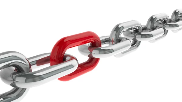 Chain with red link — Stock Photo, Image