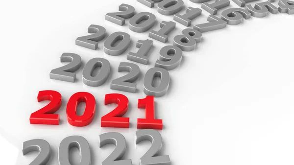 Çemberdeki 2021 Geçişi Yeni Yıl 2021 Temsil Ediyor Boyutlu Çizim — Stok fotoğraf