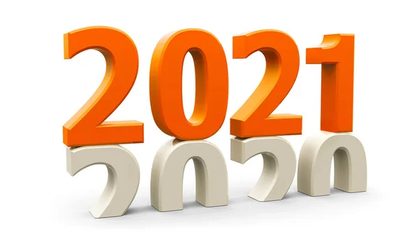 Изменение 2020 2021 Годов Представляет Собой Новый 2021 Год Трехмерный — стоковое фото
