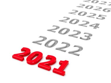 2021 gelecek 2021 yılını temsil ediyor, üç boyutlu çizim, üç boyutlu illüstrasyon