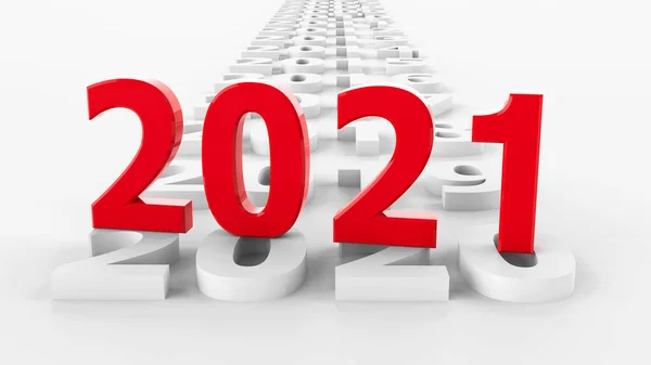 2021 past represents the new year 2021, three-dimensional rendering, 3D illustration