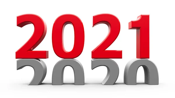 2020 2021 Mudança Representa Novo Ano 2021 Renderização Tridimensional Ilustração — Fotografia de Stock