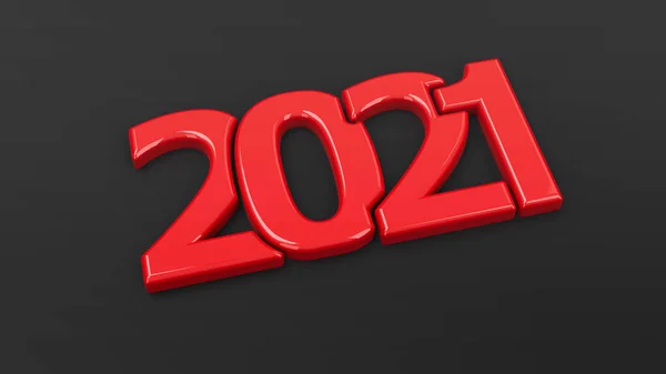 Rood 2021 Symbool Zwarte Achtergrond Staat Voor Het Nieuwe Jaar — Stockfoto