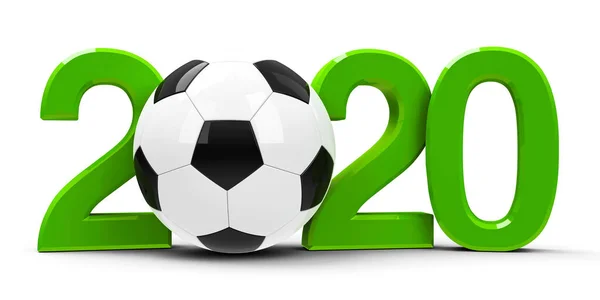 Green 2020 Football Isolated White Background Represents Football Championship Three — Stock Photo, Image