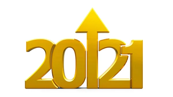 Beyaz Zemin Üzerinde Yalıtılmış Ile Altın 2021 Yeni Yıl 2021 — Stok fotoğraf