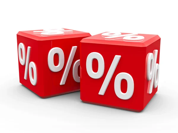 Röda kuber med procent — Stockfoto
