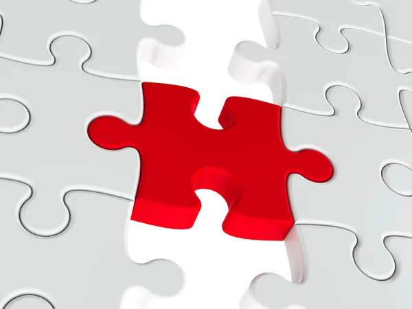 Red puzzle connection closeup — Stock Photo, Image