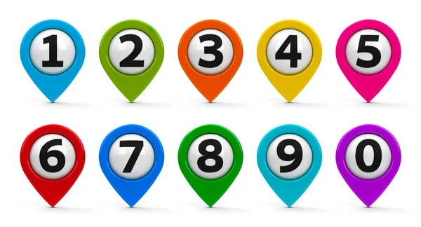 Harita işaretçiler sayılar kümesi ile — Stok fotoğraf