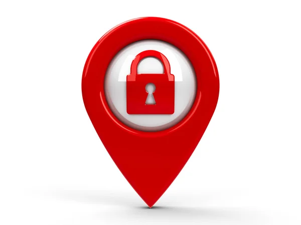 Red map pointer security — Stock Photo, Image