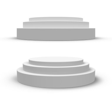 Beyaz izole beyaz yuvarlak podyum