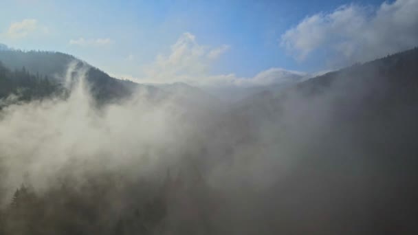 Luftaufnahmen Vom Tal Den Beskiden Bei Herbstlicher Landschaft — Stockvideo