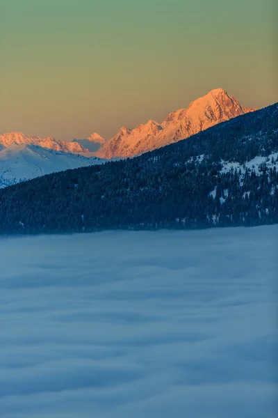 Thyon 4 Valleys, Swiss Alps - sunset — Stock Photo, Image