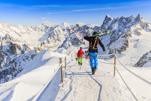 Freeriders, Aiguille du Midi, γαλλικές Άλπεις — Φωτογραφία Αρχείου