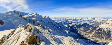 Mont Blanc and Chamonix, view from Aiguille du Midi clipart