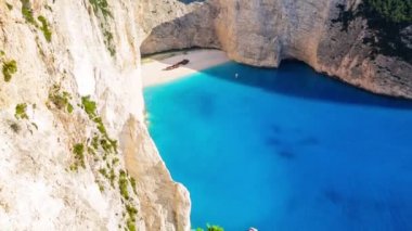 Bay, Navagio - Zakynthos, Yunanistan - havadan görünümü batık