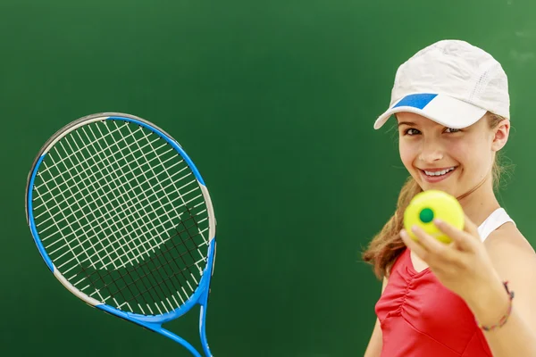 Tenis - güzel genç kız tenis oyuncusu — Stok fotoğraf