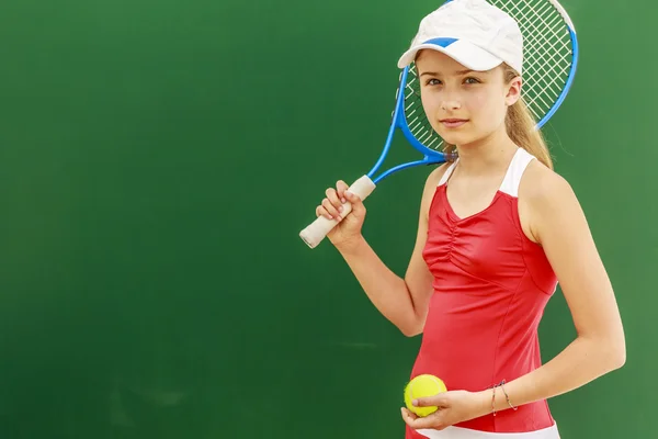 Tenis - piękna, młoda dziewczyna tenisista — Zdjęcie stockowe