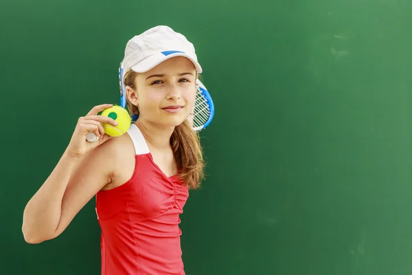 Tennis - beautiful young girl tennis player — Stock Photo, Image