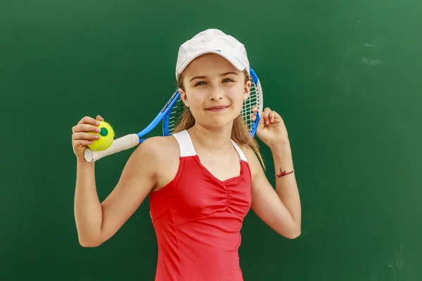 Tenisz - szép, fiatal lány teniszező — Stock Fotó