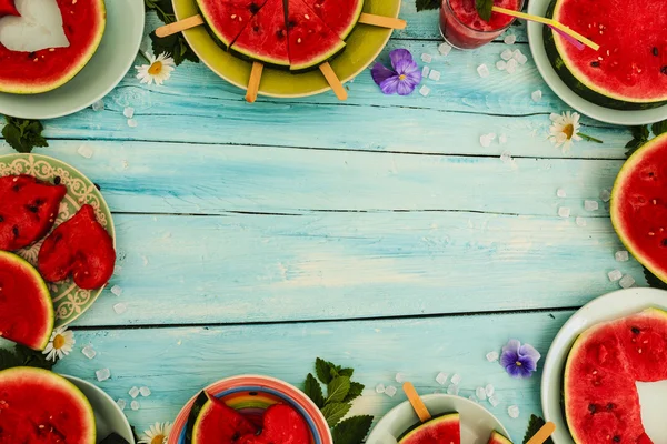 Watermeloen - de geneugten van watermeloen, frame — Stockfoto