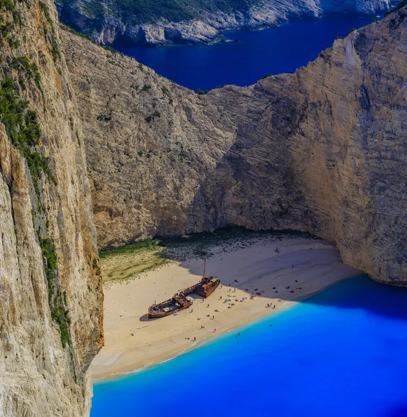 난파선 베이, Navagio-쟈 킨 토스, 그리스-세계적으로 유명한, 놀라운 해변 — 스톡 사진