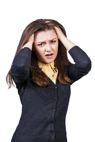 Woman has a headache — Stock Photo, Image