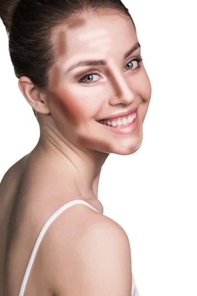 Make up woman face. Contour and Highlight makeup. — Stock Photo, Image