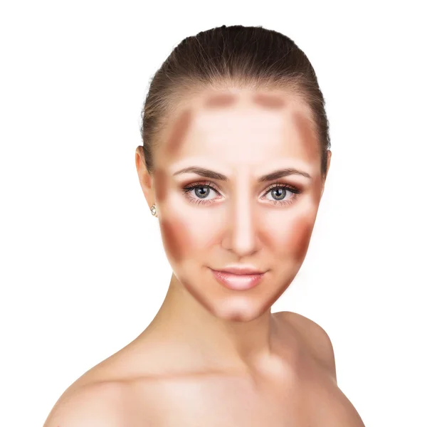 Make up woman face. Contour and Highlight makeup. — Stock Photo, Image