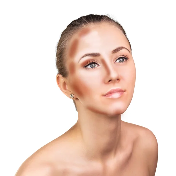 Make up woman face. Contour and Highlight makeup. — Stock Photo, Image