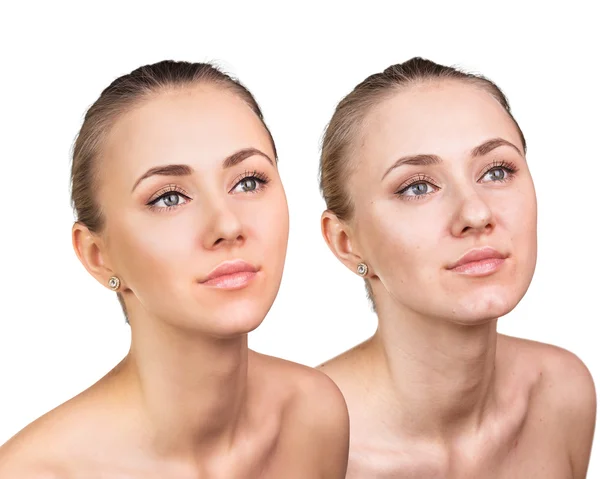 Comparative portrait of female face — Stock Photo, Image