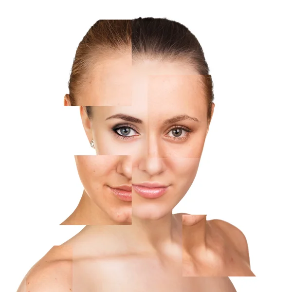 Comparative portrait of female face — Stock Photo, Image