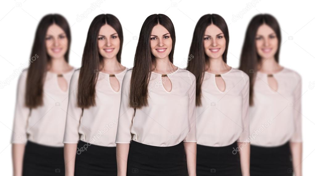 Women clones standing in a row