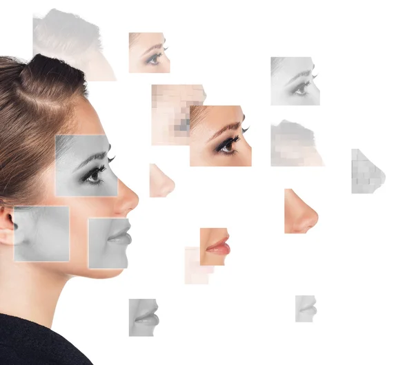 Perfect female face made of different faces — Stock Photo, Image