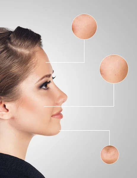 Portrait of young woman with magnifier circles — Stock Photo, Image