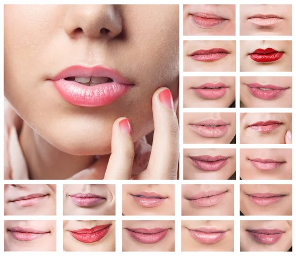 Collage van mooie sexy lippen — Stockfoto