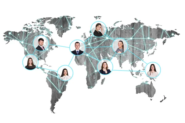 Affärsmän på digitala världskarta — Stockfoto