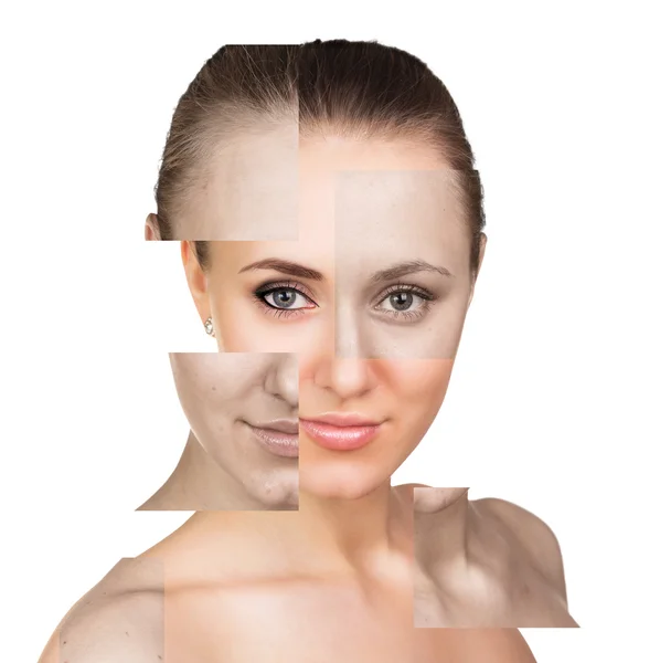 Retrato comparativo da face feminina — Fotografia de Stock
