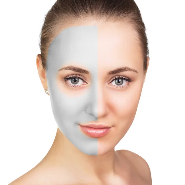 Young woman with clay face mask — Stock Photo, Image
