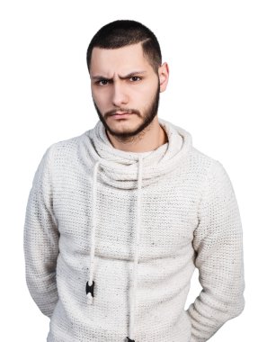 Ciddi bir yüz ile yakışıklı delikanlı