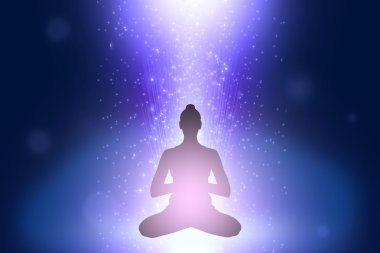 Yoga konumda kadın silüeti