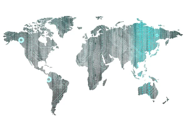Mapa digitálního světa — Stock fotografie
