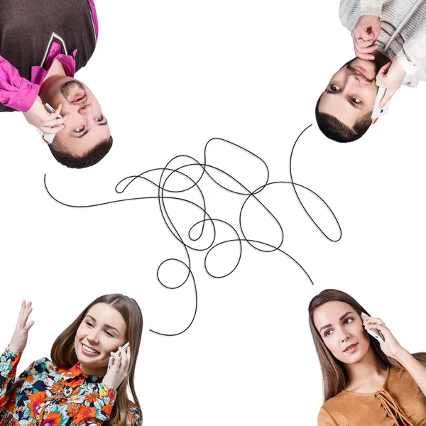 People talking on a conference call — Stock Photo, Image