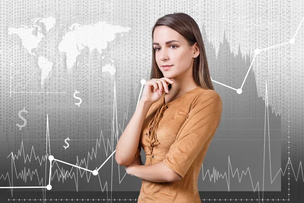 Kadın traiding grafik arka planı — Stok fotoğraf