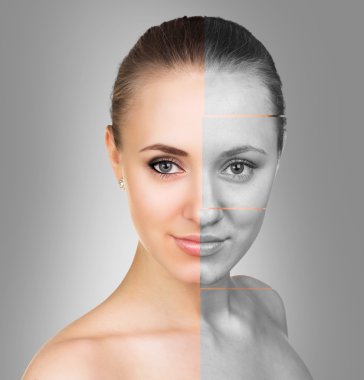 Comparative portrait of female face clipart