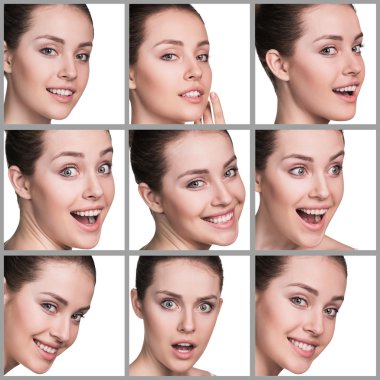 kadın farklı yüz ifadeleri