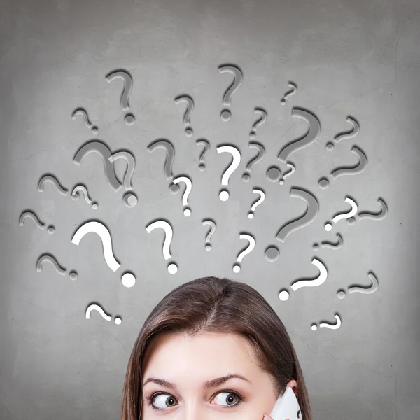 Woman has too many questions — Stock Photo, Image