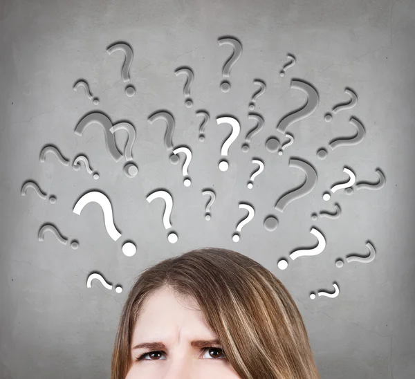 Woman has too many questions — Stock Photo, Image