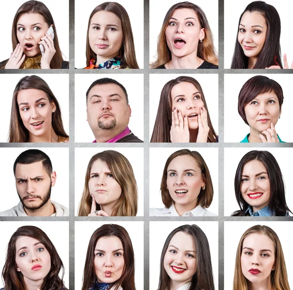 Collage di donne emozioni diverse — Foto Stock