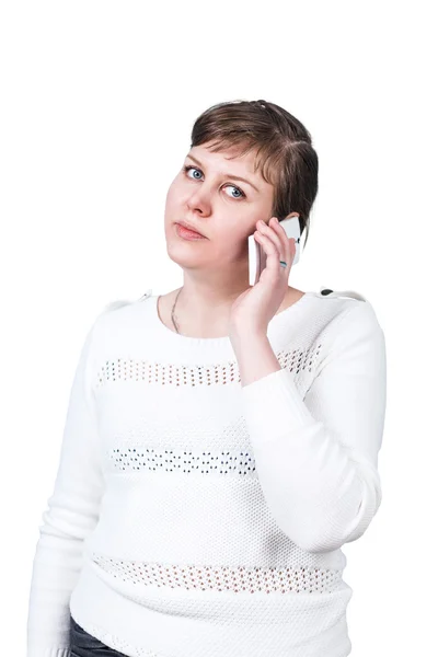 Baculatá žena hovoří do telefonu — Stock fotografie