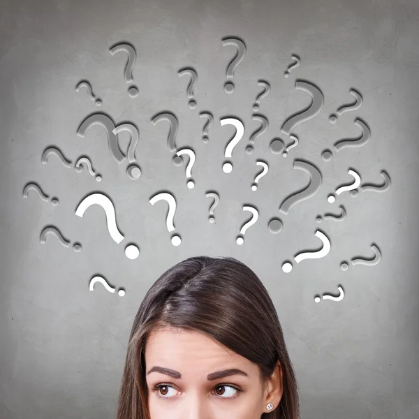 Woman has too many questions — Stock Photo, Image